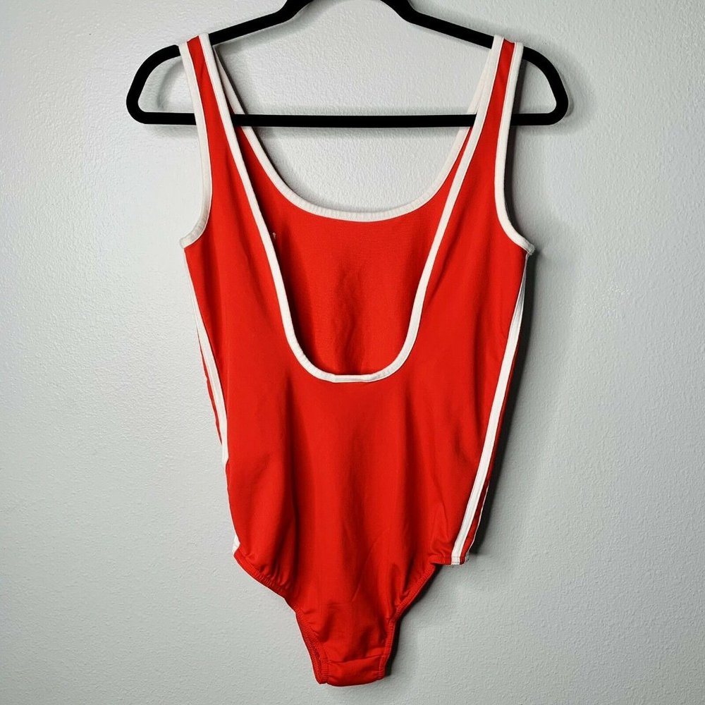 Adidas Red White 3 Stripe Bodysuit Size XL - Picture 4 of 5